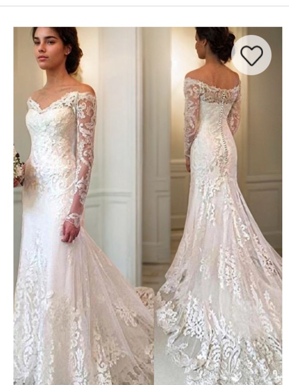 Romantic Off-Shoulder Lace Bridal Gown in White